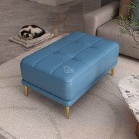 乐翰轻奢沙发凳真皮脚踏凳客厅现代简约家用门口换鞋凳实木搁脚矮凳子 梦幻蓝/60*40*43【头层真皮】