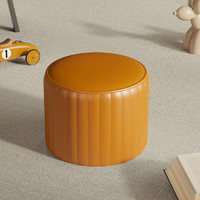 名桥 沙发凳家用小凳子矮圆凳北欧换鞋凳软墩子客厅茶几创意皮凳 橙色