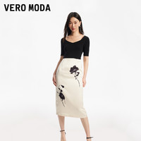 VERO MODA 连衣裙2024早春新款圆领五分袖拼接优雅气质