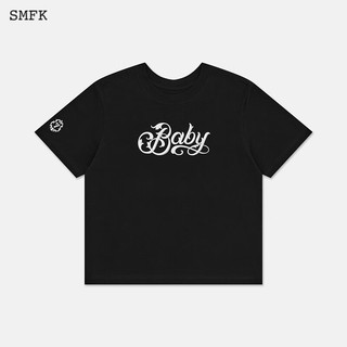 SMFK夏季Tee经典短袖宽松款短T 午夜黑 DT002BBY 黑色 S