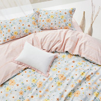 88VIP：LUOLAI 罗莱家纺 床上用品全棉纯棉田园风床单被套1.8米双人床三四件套件