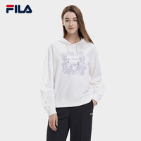 FILA 斐乐女子连帽卫衣简约时尚宽松休闲针织上衣 云菇白-WT 165/84A/M