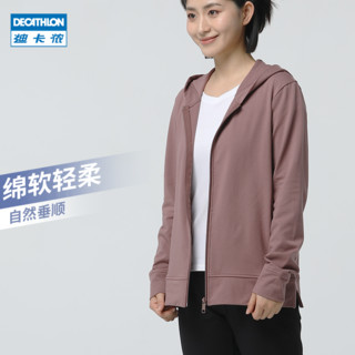 DECATHLON 迪卡侬 卫衣运动外套女秋薄白色休闲瑜伽训练服GYPWW 鸢尾紫 L