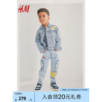 H&M【宝可梦系列】童装儿童牛仔裤2024春季可爱工装牛仔裤1215310 浅牛仔蓝/精灵宝可梦 120/53