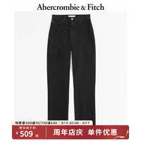 ABERCROMBIE & FITCH女装 美式90年代风潮流百搭复古水洗高腰直筒牛仔裤 330407-1 饱和黑色 24S (150/60A)