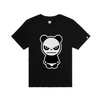 HIPANDA你好熊猫 女款 经典熊猫 胶印圆领T恤 短袖设计潮牌 黑色女 S