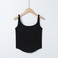 莫代尔吊带背心大U漏背美背带胸垫内衣女夏季内搭外穿文胸抹胸一体上衣 黑色 L(110-130斤)