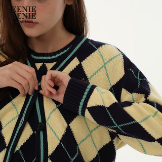 Teenie Weenie小熊2024年菱形格毛衣慵懒风外套针织衫复古时髦 