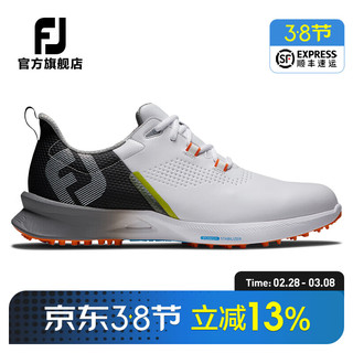 FootJoy高尔夫球鞋男士Fuel运动轻量防滑缓震鞋FJ 无钉款防泼水golf鞋子 白/黑55443 8=42码