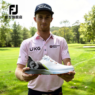 FootJoy高尔夫球鞋男士Fuel运动轻量防滑缓震鞋FJ 无钉款防泼水golf鞋子 白/黑55443 8=42码