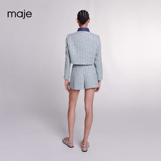 Maje【同款】2024早春女装法式长袖拼接短款花呢外套MFPVE005 多色 T36