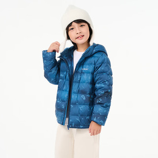 坦博尔羽绒服童装轻薄连帽舒适男童女童保暖外套TC230212 幻境蓝 160 