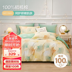 BEYOND 博洋 家纺床上四件套纯棉被套床单100%棉套件全棉被罩床上用品1.8米床
