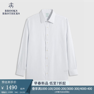 布克兄弟（BrooksBrothers）男士24早春宽距领牛津纺免烫长袖正装衬衫 4000-淡蓝色 14/3/H