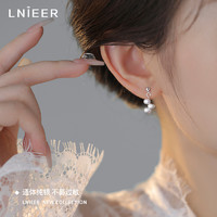 Lnieer 925纯银天然淡水珍珠耳钉女不规则设计感小众耳环2024新款潮耳饰