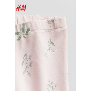 H&M2024春季童装女婴棉质打底裤1226939 浅粉色/花卉 90/47