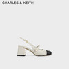 CHARLES & KEITH CHARLES&KEITH24春法式拼色方头粗跟玛丽珍鞋CK1-60361507 粉白色Chalk 36
