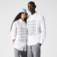 LACOSTE 拉科斯特 法国鳄鱼情侣装男女同款秋季时尚休闲翻领长袖衬衫