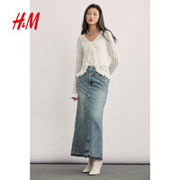 H&M女装裙子2024春季新款中长款A字牛仔半身裙1233302 A