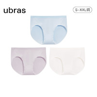 ubras莫代尔聚乳酸抗菌裆内裤女士高弹中腰三角裤（3条装） 涟漪蓝色+柔灰紫色+白色 M