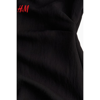 H&M2024春季女装时尚休闲百搭纯色收腰款连衣裙1219998 黑色 170/104A L