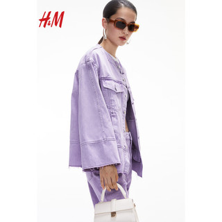 H&M2024春季女装牛仔外套1234642 浅紫色 160/88A