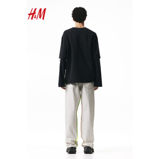 H&M【H2合作系列】男女同款牛仔裤2024春堆叠牛仔裤1226196 奶油色 170/76A 30