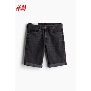 H&M2024年春季男装修身牛仔短裤1213211 牛仔黑 170/74A