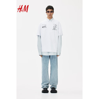 H&M2024年春季男装印花T恤1212530 黑色/订书机 175/108A