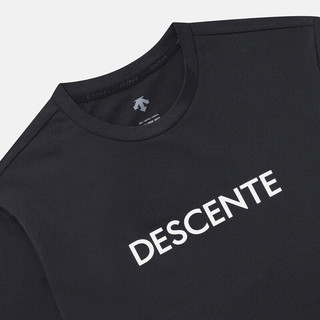 迪桑特（DESCENTE）T恤男女款字母标时尚休闲舒适运动圆领短袖t恤 黑色BLK0 110