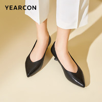YEARCON 意尔康 女鞋时尚浅口细跟通勤工作鞋百搭高跟鞋单鞋 26115W 黑色 39
