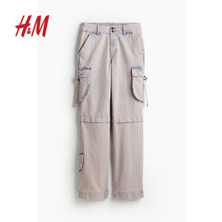 H&M2024春季女装牛仔工装长裤1233318 浅粉色/水洗 155/64A