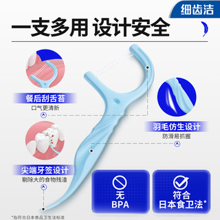 LION 狮王 细齿洁羽柔护龈双线牙线棒专业牙缝清洁便捷家庭装薄荷味200支 羽柔双线牙线棒 50支