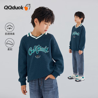 可可鸭（QQ DUCK）童装儿童卫衣男上衣女童套头外套青少年衣服圆圈群青；120