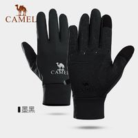 CAMEL 骆驼 跑步手套女冬季户外运动触屏男防滑薄款加绒保暖防寒骑行手套