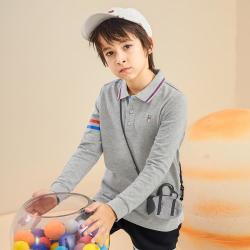 暇步士男童装_hush puppies 暇步士 男童全棉长袖polo衫春秋装儿童