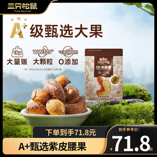 三只松鼠新货【袋装紫皮腰果】坚果炒货休闲零食 A+甄选2斤紫皮腰果-A180大果1kg