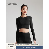 Calvin Klein【吸湿】运动24春夏女士提花织带网眼跑步运动T恤4WS4K261 001-太空黑 M