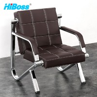 HiBoss 办公沙发现代接待会客钢架沙发主管经理室沙发椅咖啡色单人位