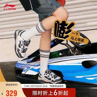 LI-NING 李宁 征程2.0面包鞋丨嘭嘭鞋板鞋减震女鞋2024春季厚底休闲鞋AGCU092 云雾白/冷檀黑-7 39