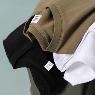 100%棉短袖t恤男夏季新款高级休闲纯色圆领打底衫男士