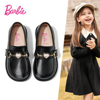 芭比童鞋春秋儿童皮鞋女童乐福鞋一脚蹬表演小皮鞋DA6321 黑色 29码 