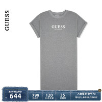 GUESS24年夏季女士简约百搭卷袖logo针织连衣裙-Q4PK38K2Q40 LMGY-灰色 L