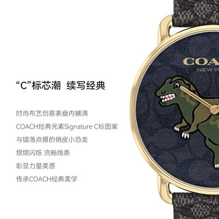 蔻驰（COACH）ELLIOT系列创意小恐龙印花表盘 皮带石英表男表14602672