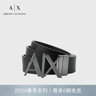 阿玛尼ARMANI EXCHANGE24春季AX男士金属徽标带头双面用腰带 43120黑色 34