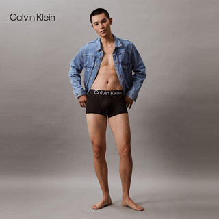 Calvin Klein内衣男士三条装醒目提花轻薄低腰防夹臀平角内裤NP2607O UB1-太空黑 XL