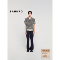 SANDRO2024早春男装法式时尚黑白十字印花短袖衬衫SHPCM01004 B295/多色 XL