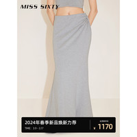 MISS SIXTY2024春季半裙女长款鱼尾裙修身性感辣妹风显瘦百搭 花灰 M