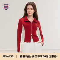 盖世威（K·SWISS）【秀场同款】24年春季开衫针织长袖外套女上衣199907 604谷仓红 S