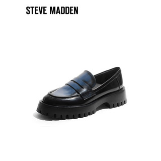 史蒂夫·马登 STEVE MADDEN/思美登舒适厚底乐福鞋女JK制服鞋女 UPHOLD 黑蓝色 36